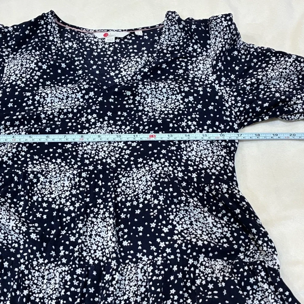 Boden Willow Top Floral Tiered Blouse V-Neck Puff Sleeve Boho Flowy Small 2